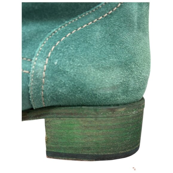 Strategia Teal Suede Mid Calf Biker Boots Made in italy - Picture 10 of 13